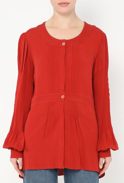 Chanel Bishop-Sleeve Silk Blouse - 1 Chanel Bishop-Sleeve Silk Blouse - 1