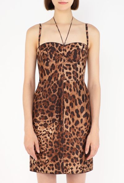 Dolce & Gabbana Leopard Silk Bustier Dress, Early 2000s - 2