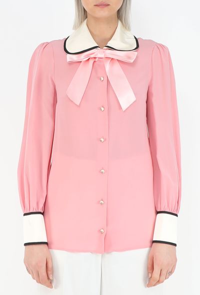 Gucci 2017 Claudine Crêpe de Chine Blouse - 1