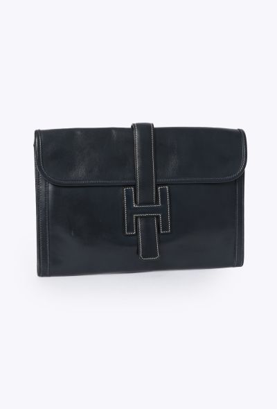 Hermès Vintage Navy Box Jige Clutch - 2