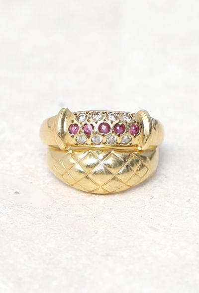 Vintage Fine Jewelry 18k Gold, Diamond & Ruby Band Ring Set - 1 Vintage Fine Jewelry 18k Gold, Diamond & Ruby Band Ring Set - 1