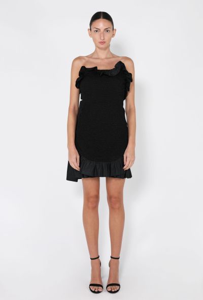 Saint Laurent Strapless Taffeta Ruffled Dress, 1987 - 1