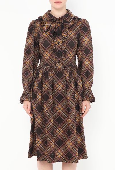 Saint Laurent '70s Plaid Lavallière Smock Dress - 2