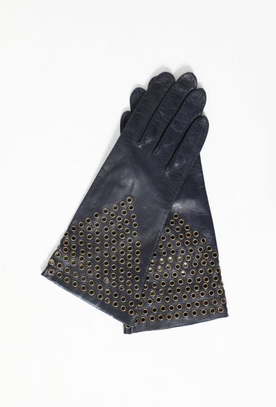                                         Vintage Leather Eyelet Gloves -1