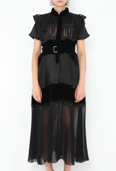 Sacai 2020 Ruffled Patchwork Midi Dress - 2