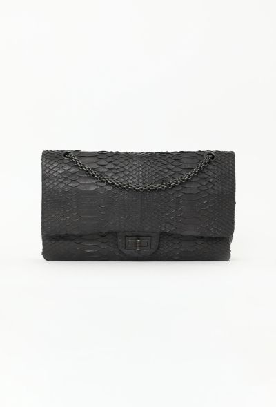 Chanel Matte Python 2.55 Jumbo  So Black Flap Bag - 1