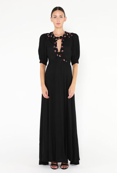 Ossie Clark '70s Embroidered Moss Crêpe Dress - 1 Ossie Clark '70s Embroidered Moss Crêpe Dress - 1