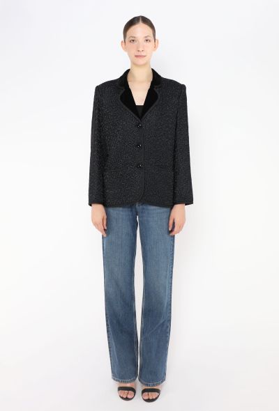 Saint Laurent '70s Velvet Trim Textured Blazer - 2 Saint Laurent '70s Velvet Trim Textured Blazer - 2