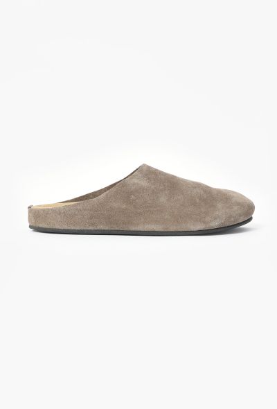 The Row Taupe Suede Hugo Mules - 1