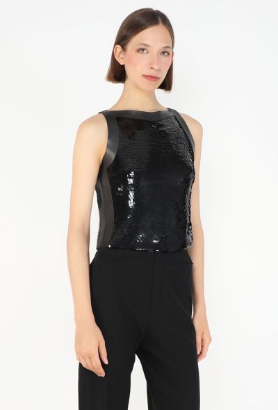 Gucci Tom Ford 1999 Sequin Leather Trim Top - 1