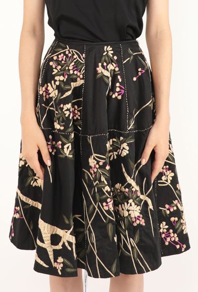 Dries Van Noten Floral Embroidered Flared Skirt - 2