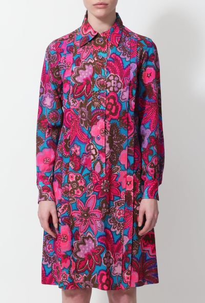                             1972 Wool Floral Pleated Dress - 2