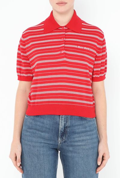 Miu Miu 2024 Striped Logo Knit Polo - 1