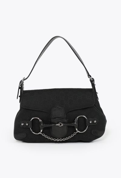Gucci 2003 'GG' Canvas Horsebit Shoulder Bag - 1