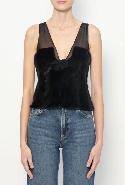 Prada Early 2000s Mink Fur Chiffon Top - 1 Prada Early 2000s Mink Fur Chiffon Top - 1
