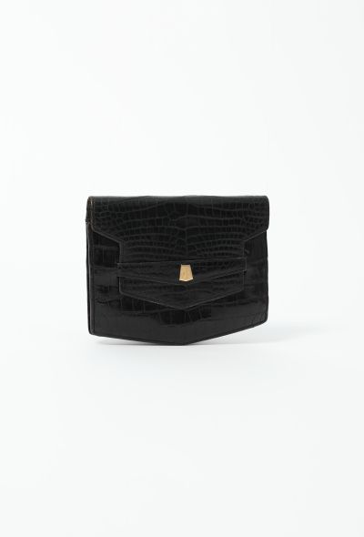 Hermès 1940s Black Porosus Clutch - 2