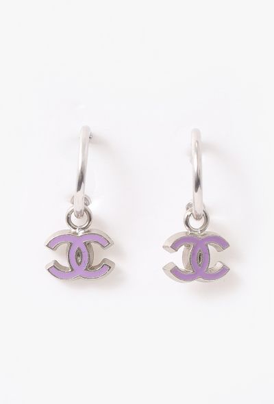Chanel Enamel Pendant Hoop Earrings - 1 Chanel Enamel Pendant Hoop Earrings - 1