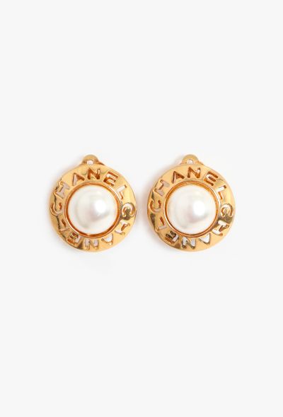 Chanel Vintage Pearl Logo Clip Earrings - 1 Chanel Vintage Pearl Logo Clip Earrings - 1