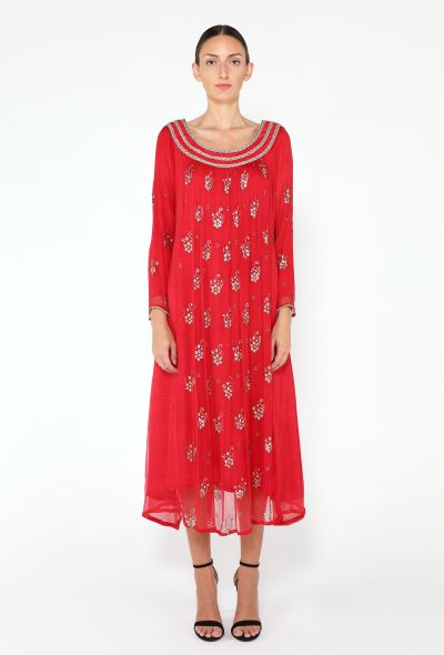Chiffon Embroidered Lamé Kaftan - 1