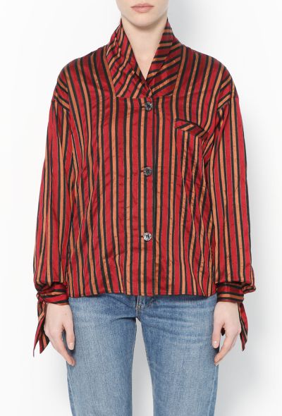 Romeo Gigli '90s Striped Shawl Blouse - 1