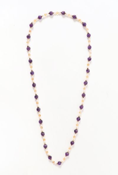                             Amethyst Beaded Pearl Necklace - 1