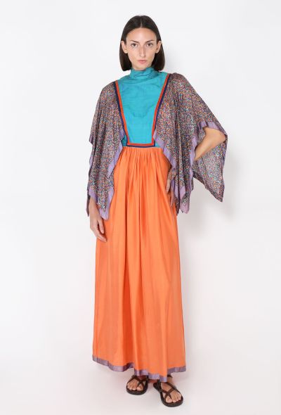 Printed Silk Batwing Gown, 1970s - 1