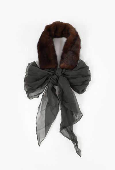 Hermès Vintage Mink Fur & Silk Scarf - 1