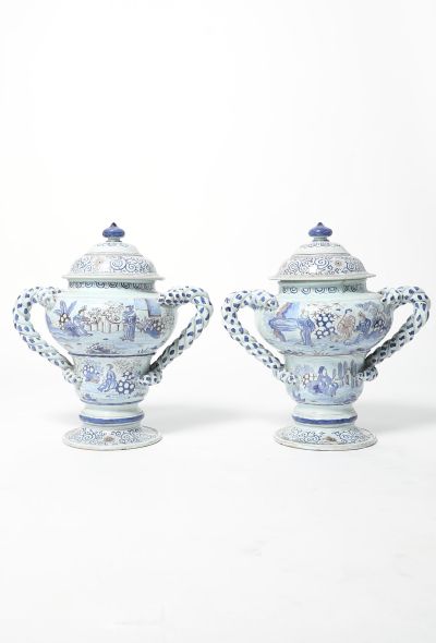                             Antique Nevers Porcelain Painted Vases - 1