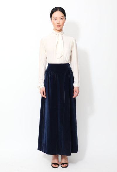                             Vintage Deep Velvet Long Skirt - 1
