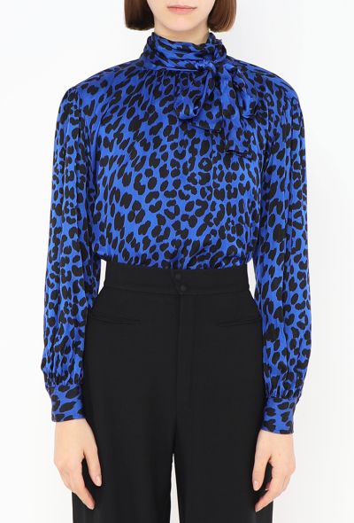 Saint Laurent Leopard Lavallière Blouse - 1 Saint Laurent Leopard Lavallière Blouse - 1