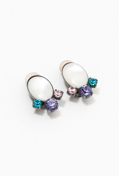                                         Vintage Philippe Ferrandis Crystal Clip Earrings-2
