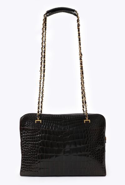 Chanel Vintage Brown Alligator Maxi Camera Bag - 1