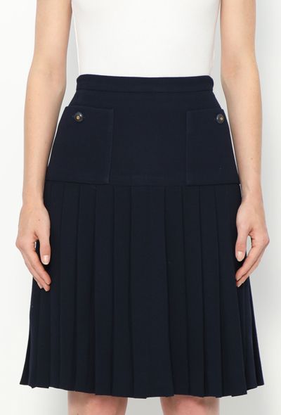 Chanel '90s Pleated Crêpe 'CC' Skirt - 2