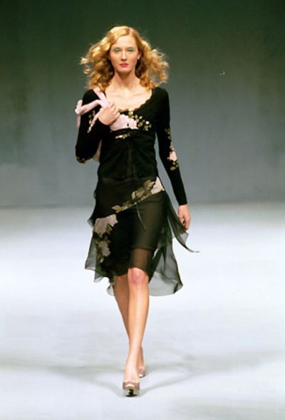 Blumarine F/W 1999 Chiffon Gown & Mink Cardigan - 2