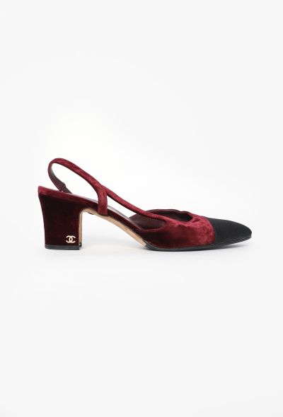 Chanel Velvet Cap-Toe Slingbacks - 1