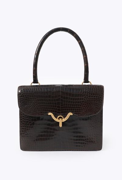 Hermès Rare 1960s Marron Porosus Vasco Bag - 1