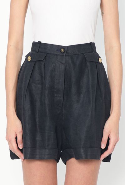 Chanel Late '80s Linen 'CC' Shorts - 2 Chanel Late '80s Linen 'CC' Shorts - 2