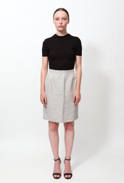                             80s Side Striped Linen Skirt - 1