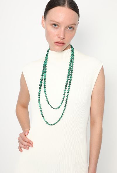 Vintage Fine Jewelry Malachite Sautoir Necklace - 2 Vintage Fine Jewelry Malachite Sautoir Necklace - 2
