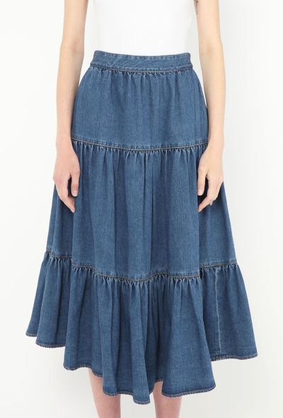 Céline 2020 Ruffled Denim Skirt - 2