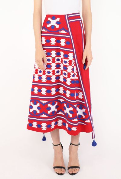 Vita Kin Embroidered Linen Tassel Skirt - 2