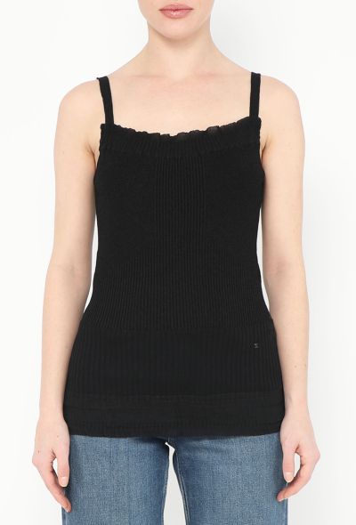 Chanel Ruffled Chiffon 'CC' Tank Top - 1 Chanel Ruffled Chiffon 'CC' Tank Top - 1