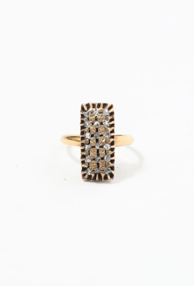 Vintage Fine Jewelry 18k Yellow Gold & Diamond Rectangular Ring - 2 Vintage Fine Jewelry 18k Yellow Gold & Diamond Rectangular Ring - 2