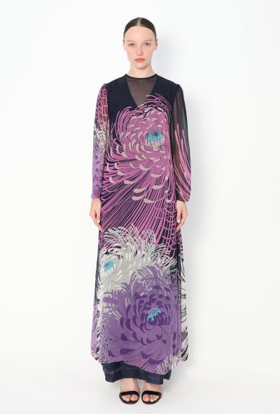 Hanae Mori '70s Floral Chiffon Kaftan - 1