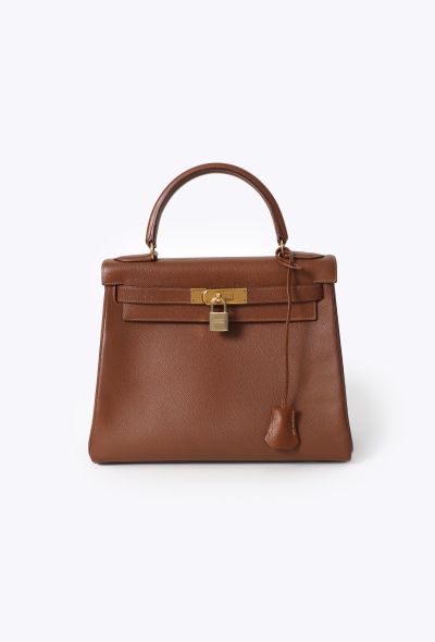 Hermès Vintage Gold Courchevel Kelly Retourné 28 - 1