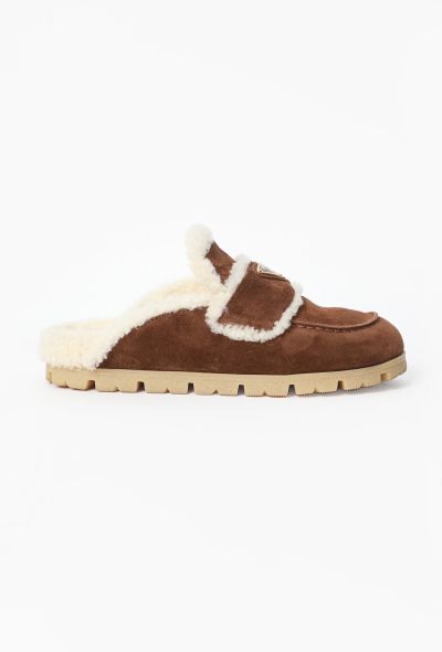 Prada 2025 Suede Shearling Mules - 1