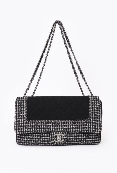 Chanel Houndstooth Tweed & Jersey Flap Bag - 1 Chanel Houndstooth Tweed & Jersey Flap Bag - 1