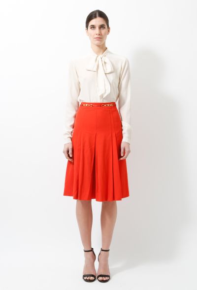                             70s Orange Wool Pleated Skirt - 1