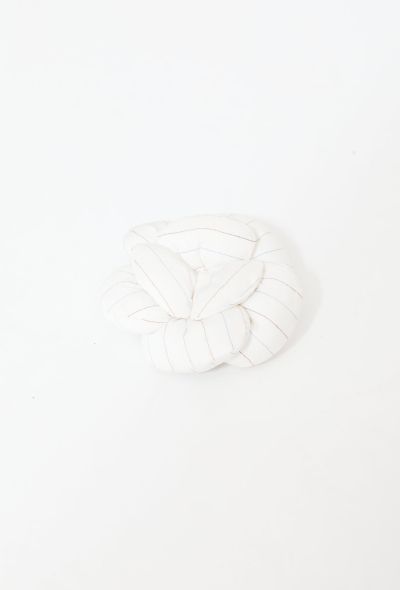 Chanel Pinstripe Camélia Cotton Brooch - 2