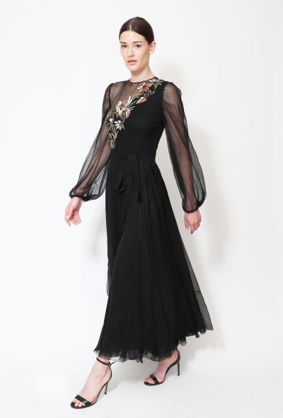 Exquisite Vintage Nina Ricci '50s Couture Embroidered Chiffon Dress - 2